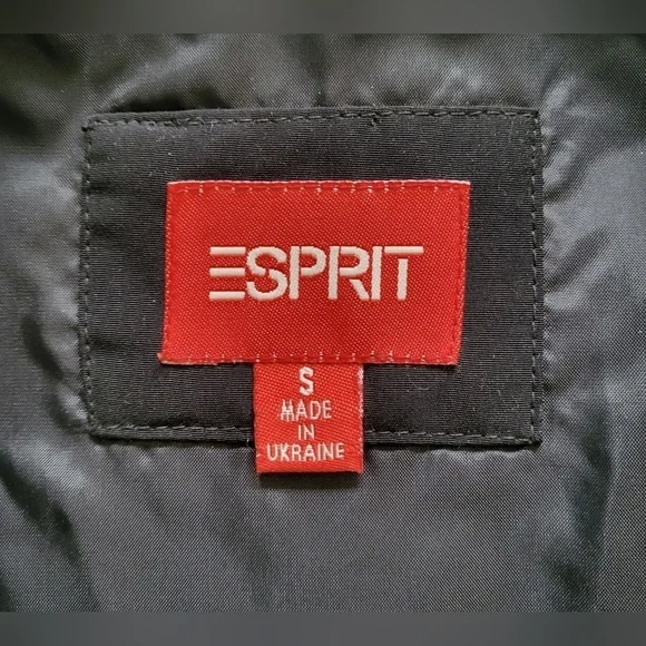 ESPRIT Quilted Jacket with Hood Full Zip Black Size Small - Picture 8 of 10